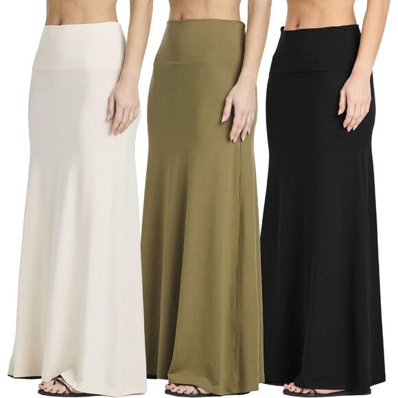 Comfort Meets Style: 3-Pack High-Waisted Maxi Skirts for Women in Plus Sizes - Picture 1 of 6